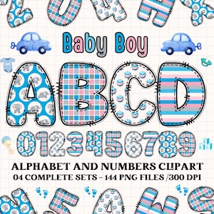 Baby Boy Alphabet Bundle, Construction PNG Letters, Numbers Png, Baby Boy Font, Alphabet Png, Utilisation commerciale