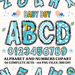 Baby Boy Alphabet Bundle, Construction PNG Letters, Numbers Png, Baby Boy Font, Alphabet Png, Utilisation commerciale