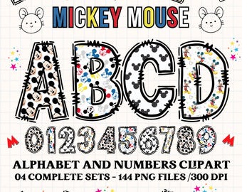 Mickey Mouse Alphabet clipart 300dpi transparent PNG. 4 styles with mickey mouse clipart, mickey mouse alphabet letters, mickey mouse png