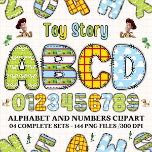 Alfabeto clipart toy story 300dpi PNG transparente. imágenes prediseñadas toy story, letras del alfabeto toy story, letters doodle toy story