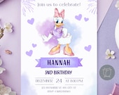 Invitacion editable cumpleaños niña, diseño imprimible cumpleaños niña, diseño invitación imprimible cumpleaños pata daisy, daisy duck
