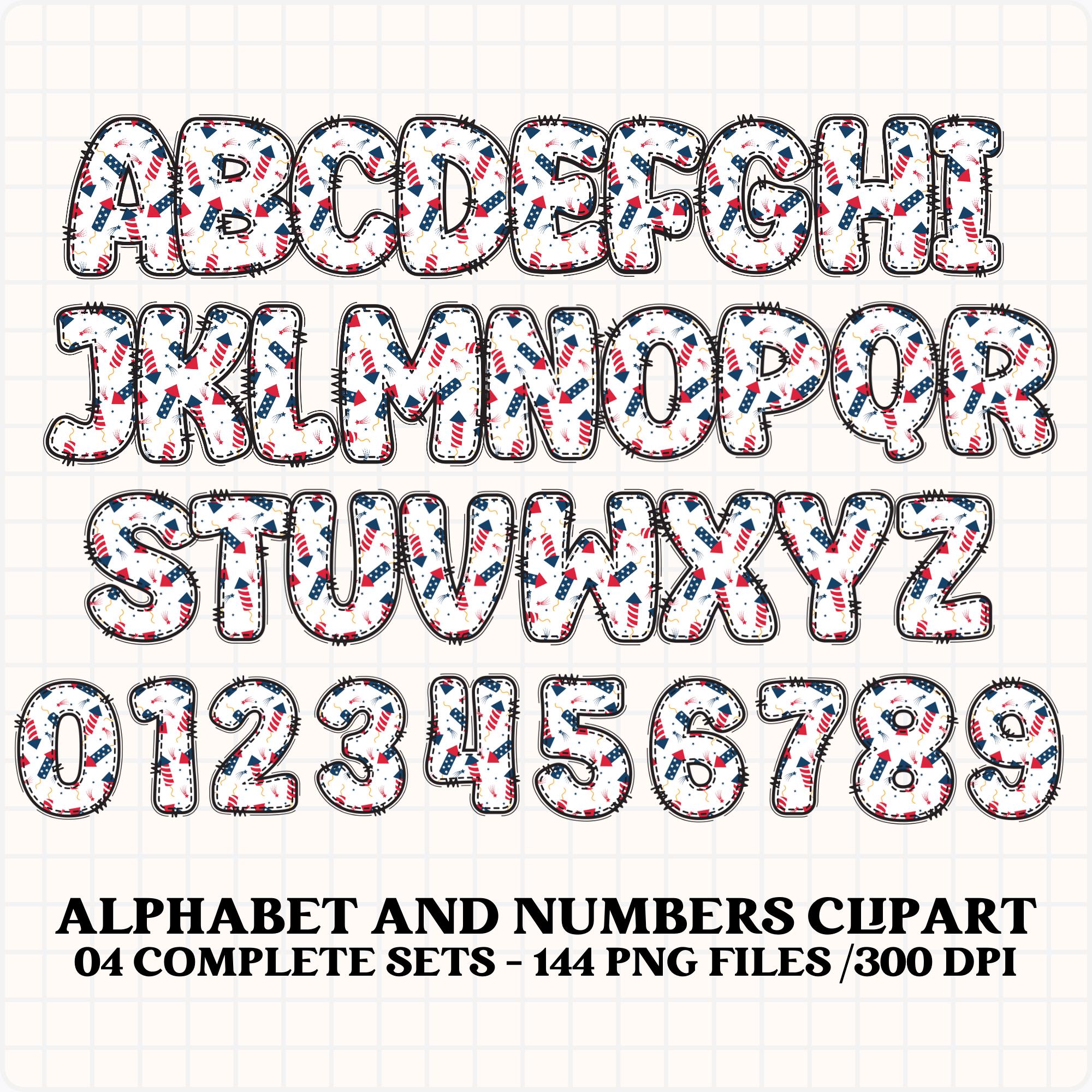 July 4th Alphabet Clipart 300dpi Transparent PNG. 4 Styles With ...