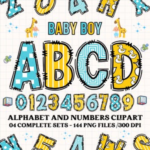 Baby Boy Alphabet Bundle, Construction PNG Letters, Numbers Png, Baby Boy Font, Alphabet Png, Utilisation commerciale