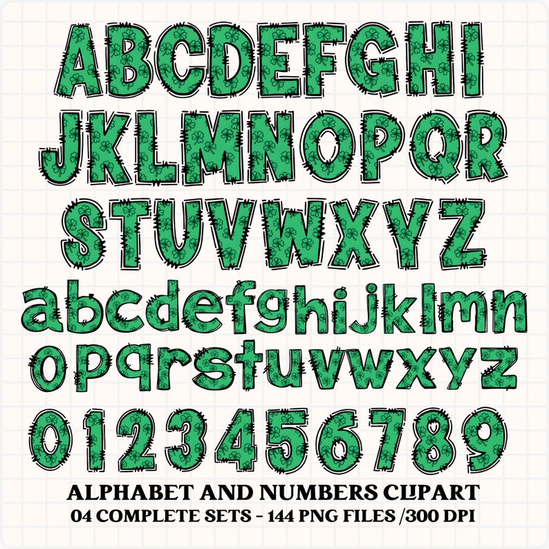 Patrick Writing Letters St Patrick Day Alphabet Clipart 300dpi Transparent PNG. 4 Styles With ...