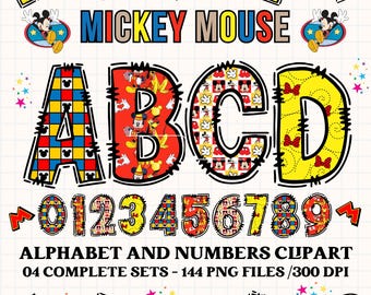 Mickey Mouse Alphabet clipart 300dpi transparent PNG. 4 styles with mickey mouse clipart, mickey mouse alphabet letters, mickey mouse png