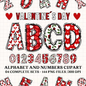 Paquete de alfabeto de san valentin, letras PNG de san valentin, números png, fuente de san valentin, diseño alfabeto png, uso comercial