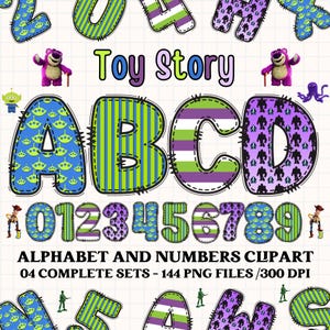 Alfabeto clipart toy story 300dpi PNG transparente. imágenes prediseñadas toy story, letras del alfabeto toy story, letters doodle toy story