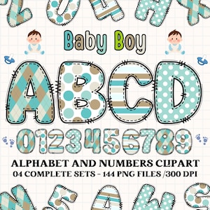 Baby Boy Alphabet Bundle, Construction PNG Letters, Numbers Png, Baby Boy Font, Alphabet Png, Utilisation commerciale