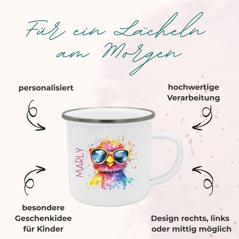 Emaille Tasse Personalisiert | Trinkbecher mit Namen | Tasse Kinder | Geschenk Mädchen | Weihnachtsgeschenk Junge | Emailletasse bild 5