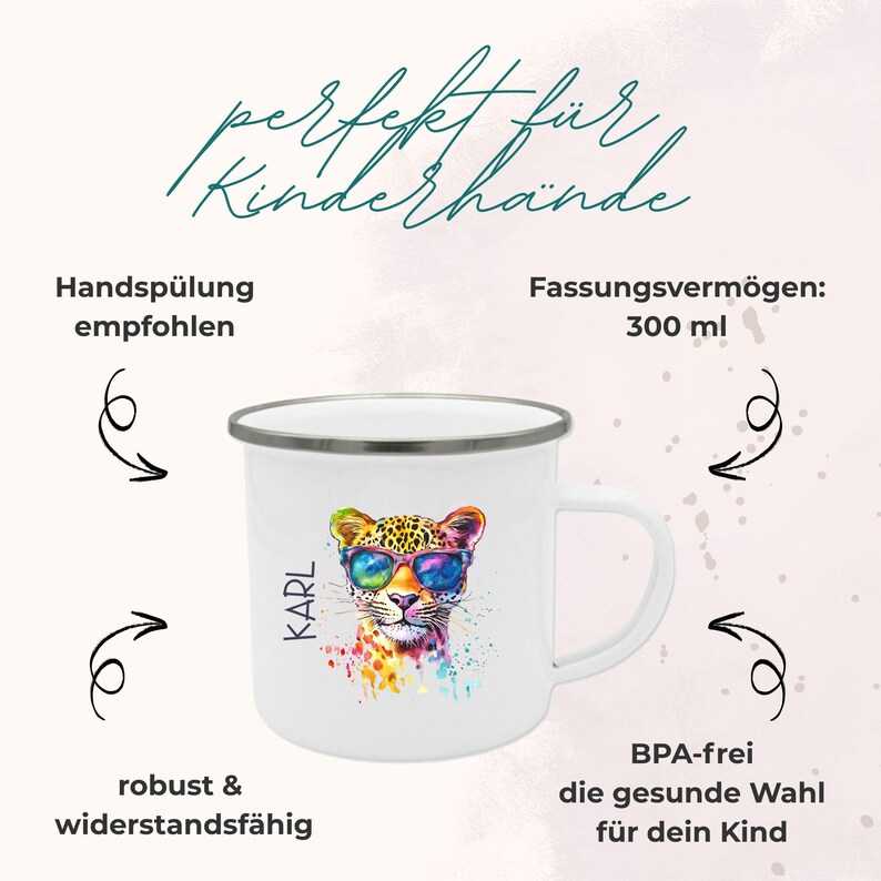 Emaille Tasse Personalisiert | Trinkbecher mit Namen | Tasse Kinder | Geschenk Mädchen | Weihnachtsgeschenk Junge | Emailletasse bild 6