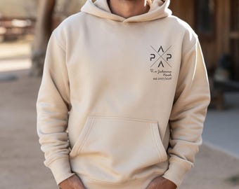 Personalisierter Papa-Hoodie mit Kindernamen und Geburtsjahr des Kindes - 80% Baumwolle, S–3XL