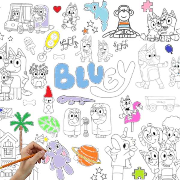 Bluey Coloring Table - Etsy
