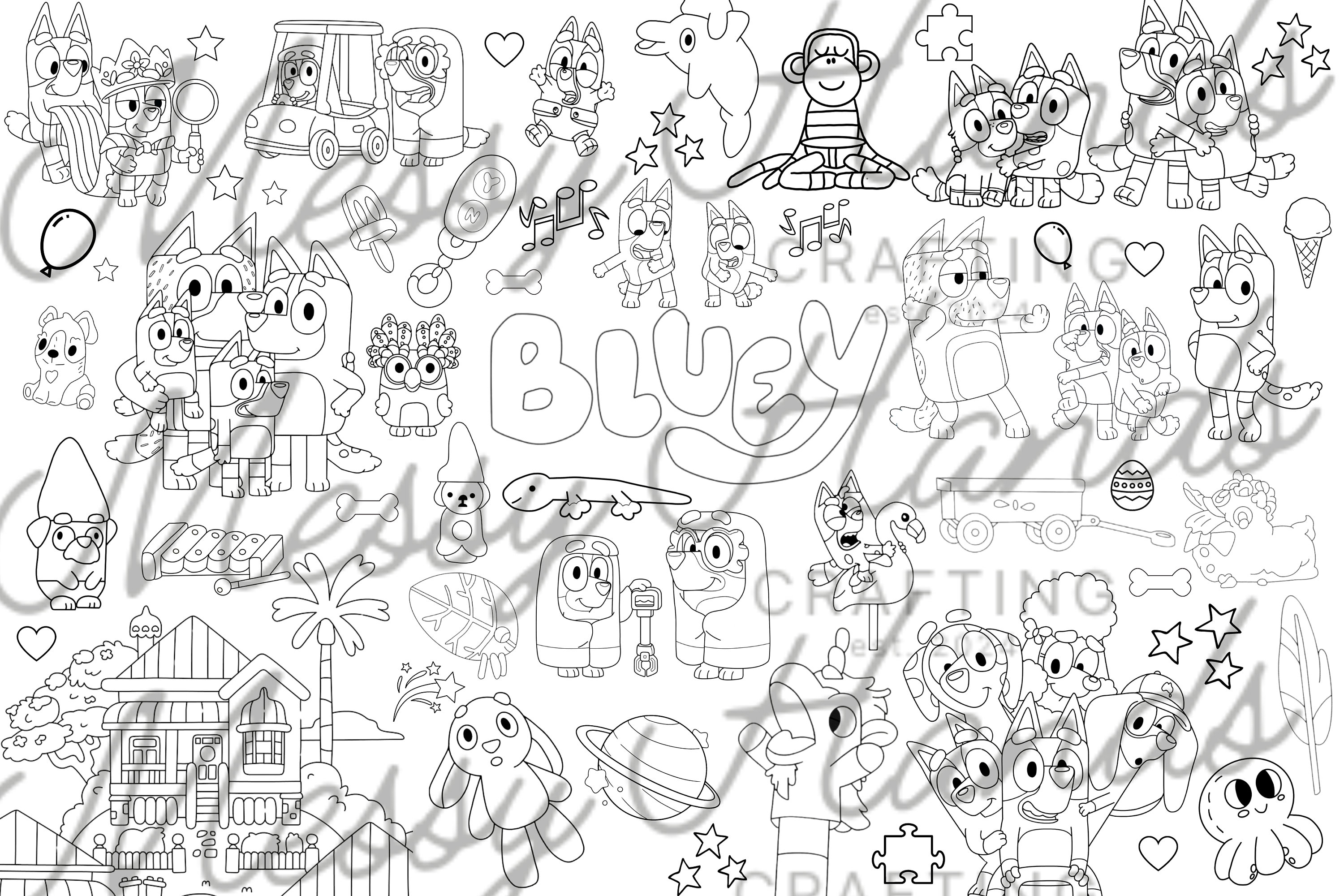 Large/jumbo Coloring Pages Bluey (24in X 36in) - Etsy