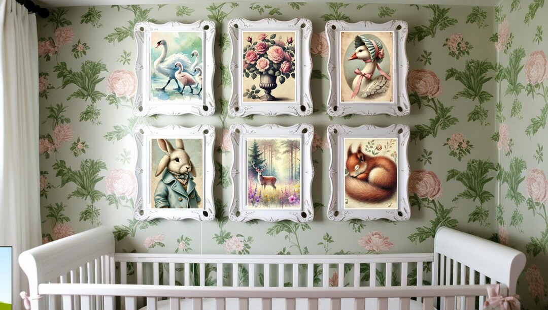 Vintage Themed Nursery, Set, Digital Wall Art for Baby Room Decor ...