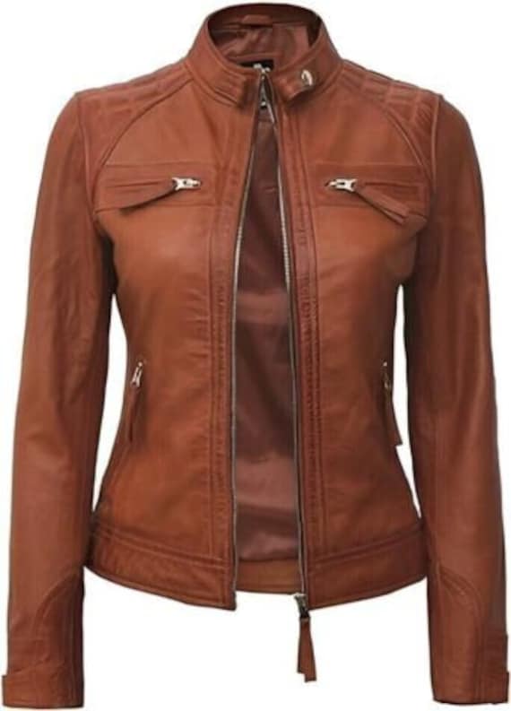 Motorcycle Cafe Racer Motorradjacke Damen Damen Brown Cafe Racer