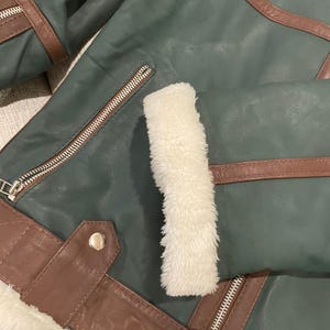 Women's Bomber Leather Jacket-Flying Shearling Leather Jacket For Women Sheepskin Leather Handmade Bomber Jacket image 6