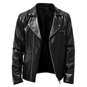 Men Genuine Lambskin Black Leather Biker Leather Jacket Motorcycle Leather Jacket Biker Black Real Natural Leather Jacket-Racing Jacket