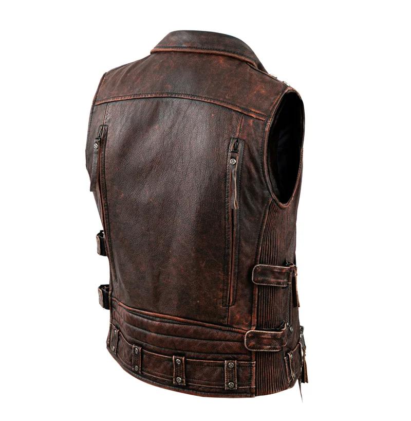 Men's Brown Leather Vest-lambskin Leather Vest-brown Leather Vest ...