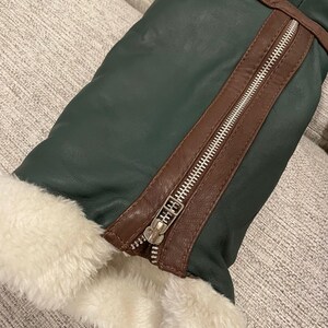 Women's Bomber Leather Jacket-Flying Shearling Leather Jacket For Women Sheepskin Leather Handmade Bomber Jacket image 4