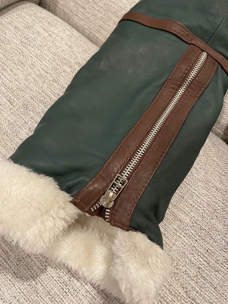 Women's Bomber Leather Jacket-Flying Shearling Leather Jacket For Women Sheepskin Leather Handmade Bomber Jacket image 4