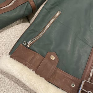 Women's Bomber Leather Jacket-Flying Shearling Leather Jacket For Women Sheepskin Leather Handmade Bomber Jacket image 5