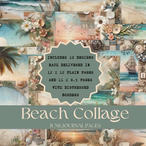 Beach Junk Journal Pages | Junk Journal Printable | Junk Journal Paper | Digital Download | Digital Paper | Scrapbook Paper