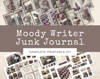 Moody Writer Junk Journal Kit  | Junk Journal Printable | Writer Paper | Digital Download | Typewriter Folio | Vintage Tags