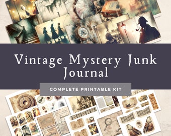 Vintage Mystery Junk Journal Kit  | Junk Journal Printable | Detective Paper | Digital Download | Mystery Novel Folio | True Crime Tags