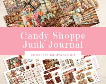 Candy Shoppe Junk Journal Kit  | Junk Journal Printable | Collage Paper | Digital Download | Vintage Candy | Candy Ephemera