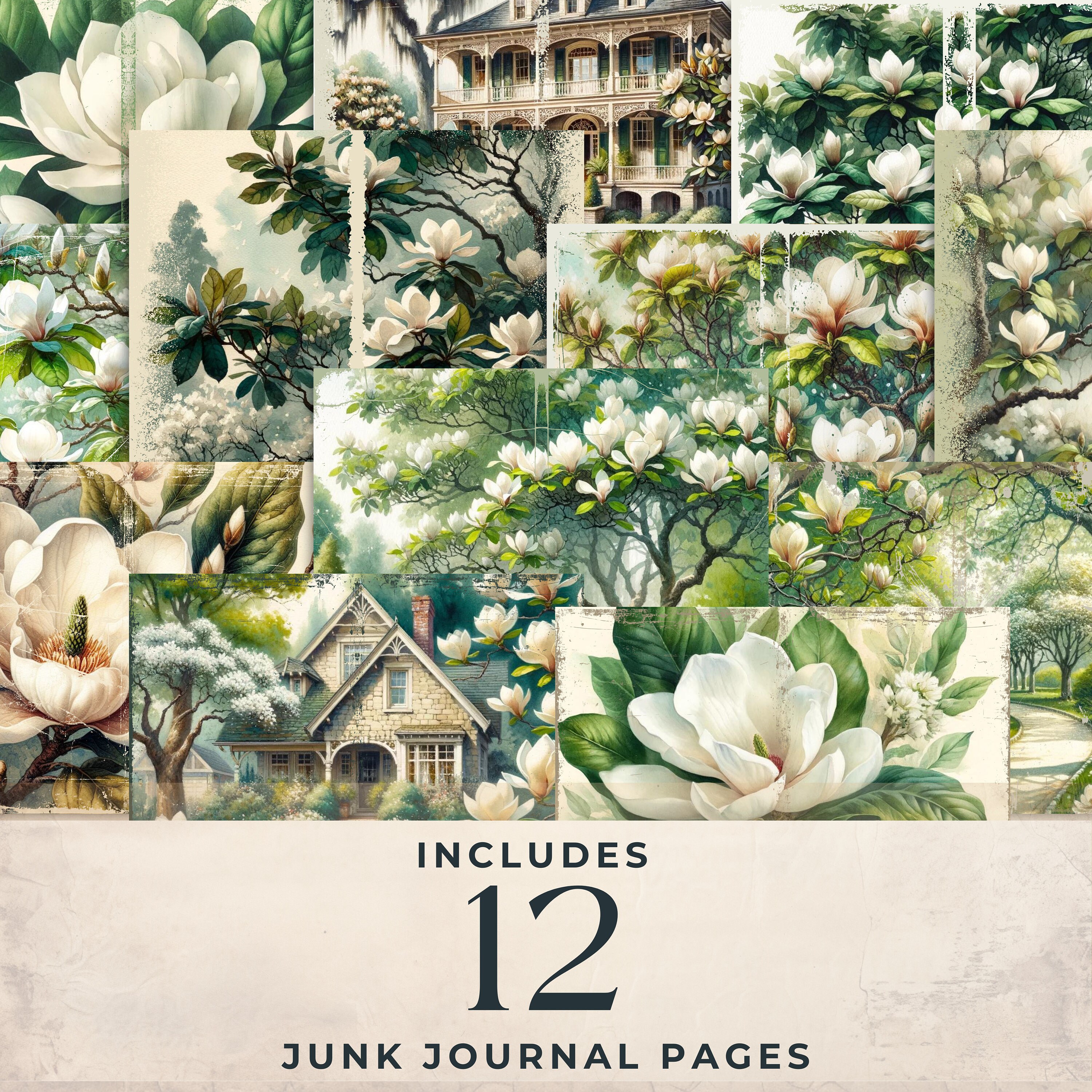 Magnolia Junk Journal Kit | Junk Journal Printable | Floral Paper ...