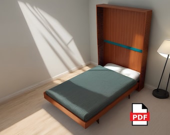 Doe-het-zelfplan opklapbed, houtbewerkingsplannen, opklapbed, koningin, bedframes, pdf-bestand