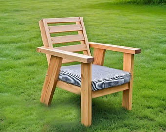 DIYモダンアウトドアチェアプラン | 木工プラン | パティオ家具 | ガーデンチェアプラン | PDFファイル | すぐにダウンロード