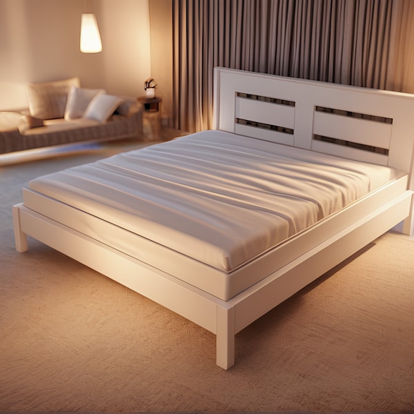 King size bed plan, woodworking plans, full size bed frame, furniture plans, Pdf file instant_ download