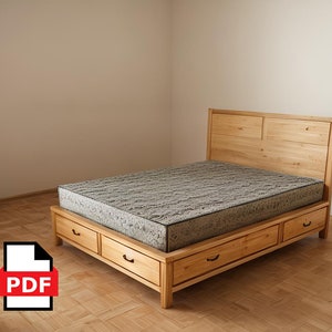 DIY Queen-bedframes met lades | houtbewerkingsplannen | Bedframes | Doe-het-zelfplannen | pdf-bestand: