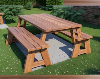 Tavolo da picnic trasformabile fai da te, progetti per tavoli da picnic, mobili da giardino, progetto per panche da esterno, progetto fai da te - Download immediato del PDF!