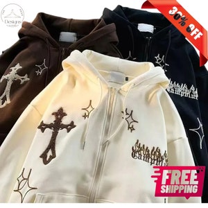 Y2K Vintage Embroidery Gothic Streetwear Harajuku Hoodie - Retro Style with a Gothic Twist, Perfect for Urban Fashionistas!