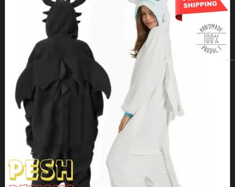 Combi-short cosplay Dragon Lovers - Déguisement pyjama à capuche animal unique pour les vêtements de nuit des couples - Des vêtements de nuit confortables et mémorables !