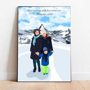 Custom Mother's Day Gift - Personalized Family Portrait -  Faceless Portrait From Photo Birthday Gift For Grandma