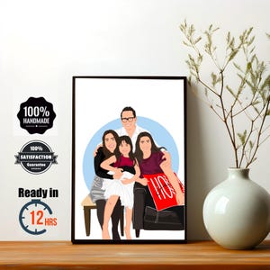 Personalisiertes Familienporträt, Vatertagsgeschenk, Cartoon-Porträt, Benutzerdefinierte Illustration, Geschenk von Frau, Geschenk für Mann, Geschenk für ihn