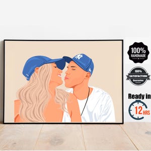 Freund Geschenk, Paar Zeichnung vom Foto, Benutzerdefinierte Paar Porträt, Cartoon Illustration, Geschenk für Ihn, Gesichtslose Porträt, Herunterladbare Kunst