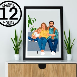 Benutzerdefinierte Familienporträt, Cartoon Porträt, Geschenk für Weihnachten, Gesichtsloser Porträtdruck, Familien Illustration, Porträt vom Foto