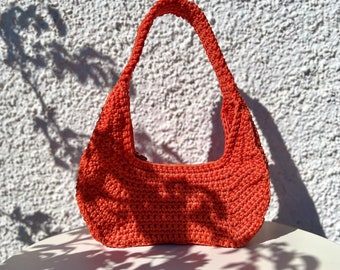 Orange shoulder crochet bag
