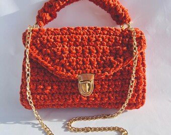 Red velvet crochet mini shoulder bag/clutch