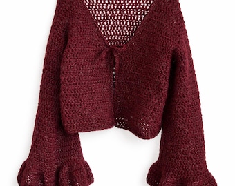 Burgundy cardigan with lurex insert