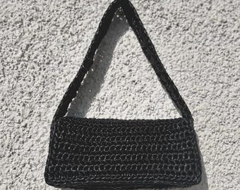 black faux leather shoulder bag