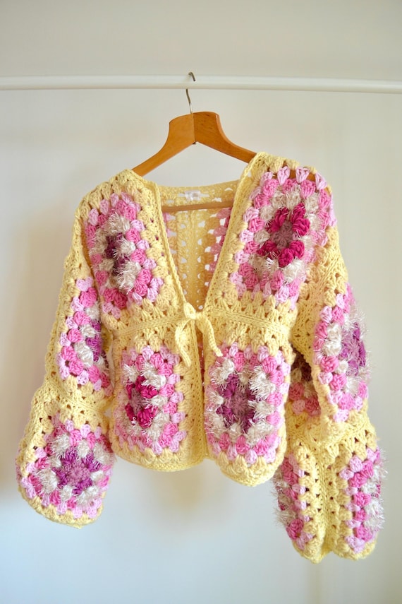 Crochet cardigan/jacket in pure wool