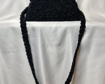 Black velvet clutch bag