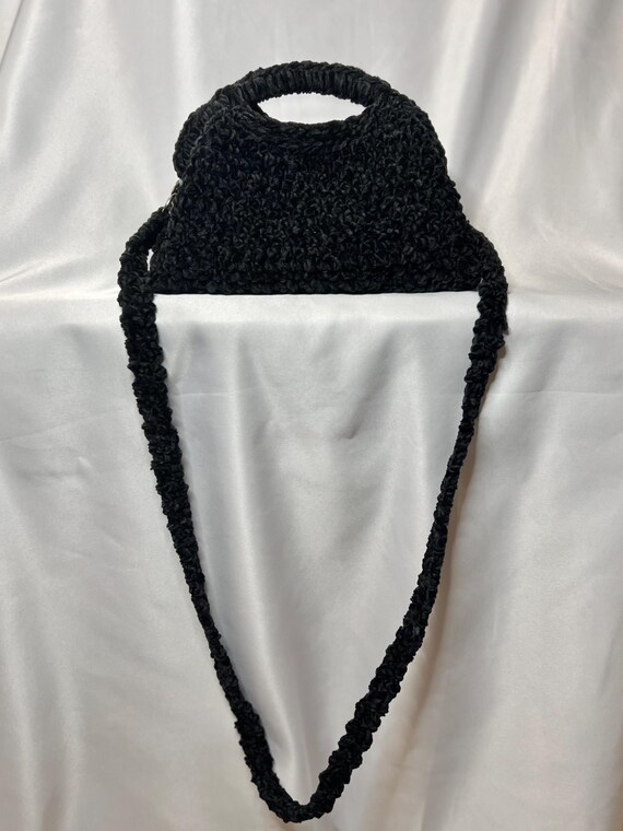 Black velvet clutch bag