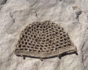 gold mesh hat/cap with beads