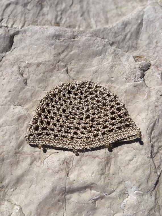 gold mesh hat/cap with beads